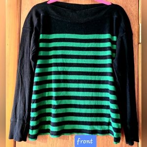 Lauren by Ralph Lauren Boatneck Striped Cotton Knit Top sz L